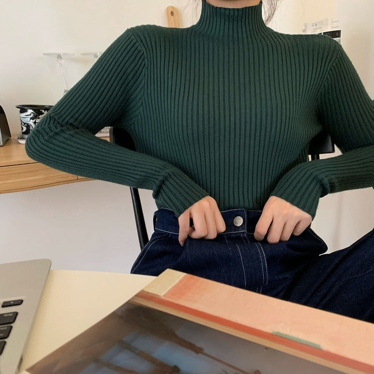 Neck Slim-fit Sweater - WOMONA.COM