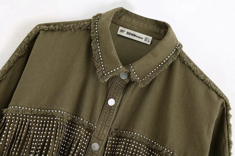 Jacket with fringed rivets - WOMONA.COM