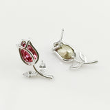 Ear Pin Rose Flower Earrings - WOMONA.COM