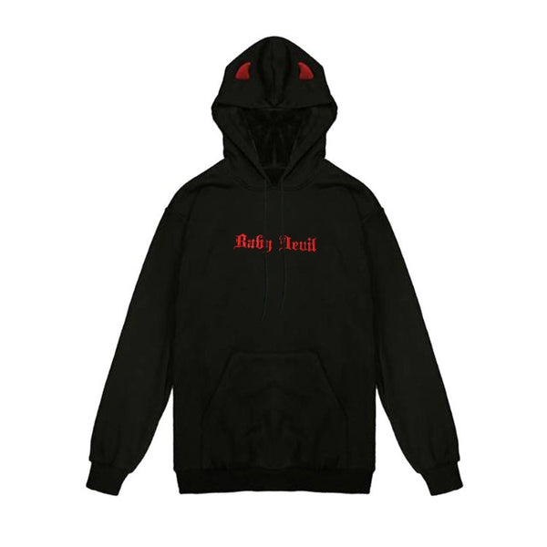 Devil Plus Fleece Hooded Sweater - WOMONA.COM