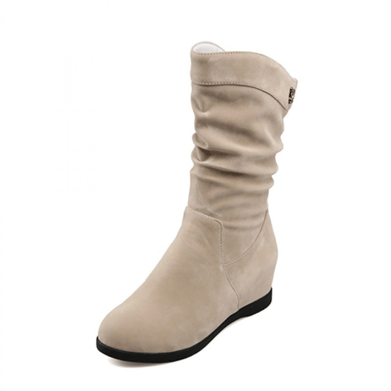 Cotton Velvet Mid-tube Boots - WOMONA.COM