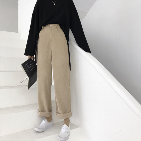 Corduroy casual pants - WOMONA.COM