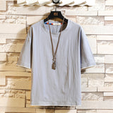 linen short sleeve T-shirt men - WOMONA.COM