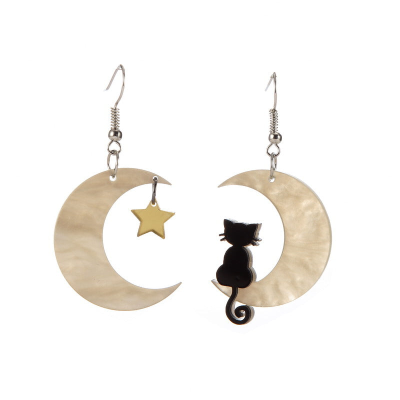 Moon cat earrings - WOMONA.COM
