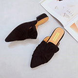 Suede pointed slippers - WOMONA.COM