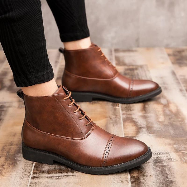 Business Leather Boots Men - WOMONA.COM