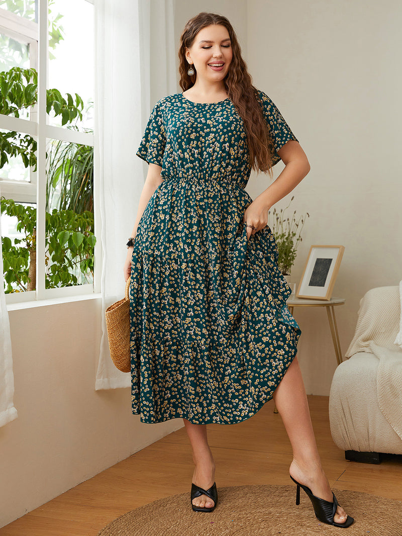 Summer Plus Size Women Floral Printed Dresses - WOMONA.COM