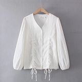 Plus Size Fashion Drawstring Bottoming Shirt Women's - WOMONA.COM