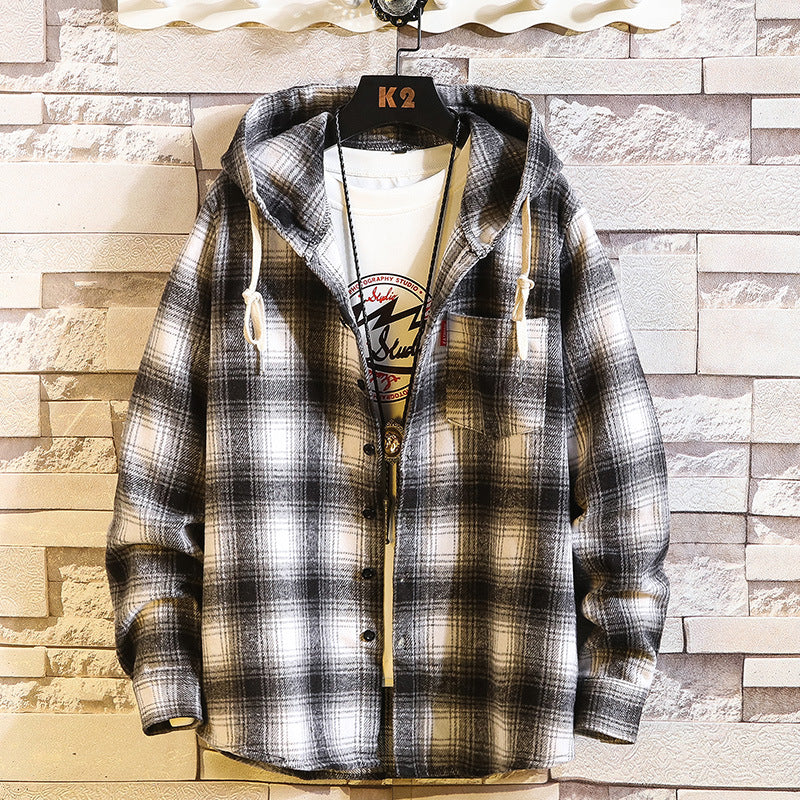 New Arrived Plaid Hoodie Sweatshirt Men - WOMONA.COM