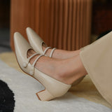 Mary pearl mid heel shoes - WOMONA.COM