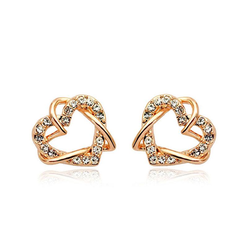 Rose Gold Color Stud Earrings - WOMONA.COM