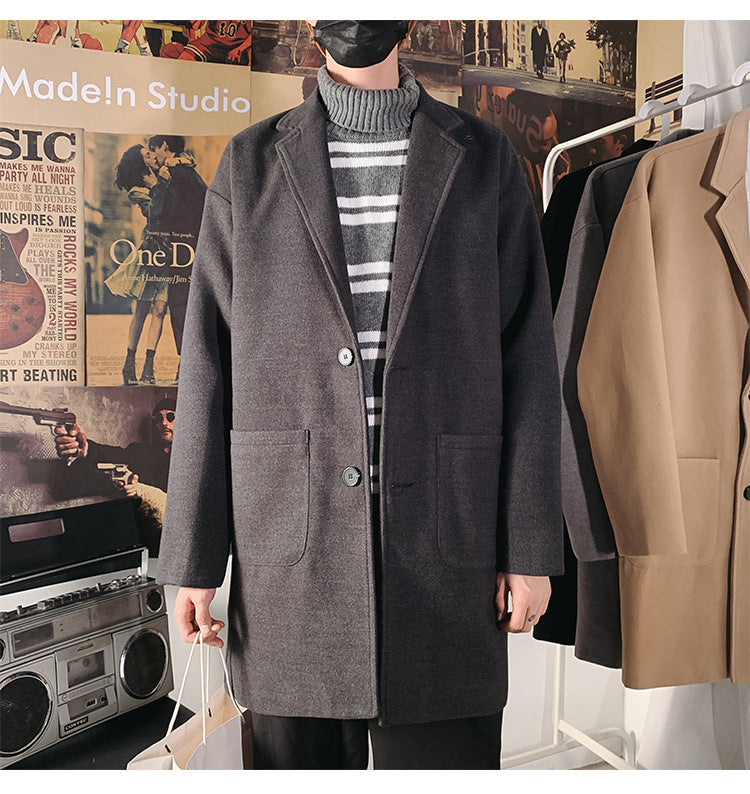 Slim Handsome Woolen Coat Men's - WOMONA.COM