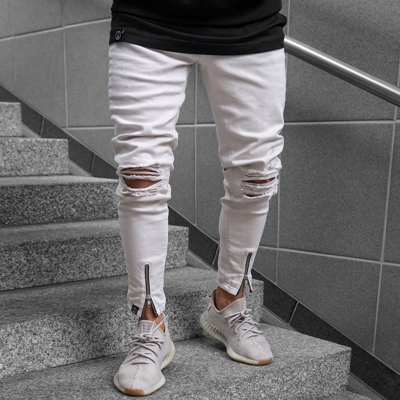 Shredded white jeans - WOMONA.COM