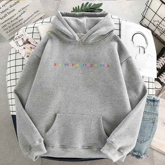 Hooded Letter Sweater Solid Color - WOMONA.COM