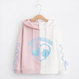 contrast color hooded top - WOMONA.COM