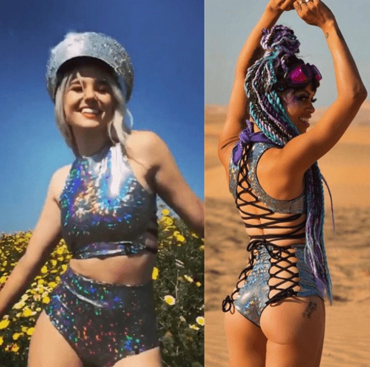 Holographic Festival Crop Top & Shorts Set