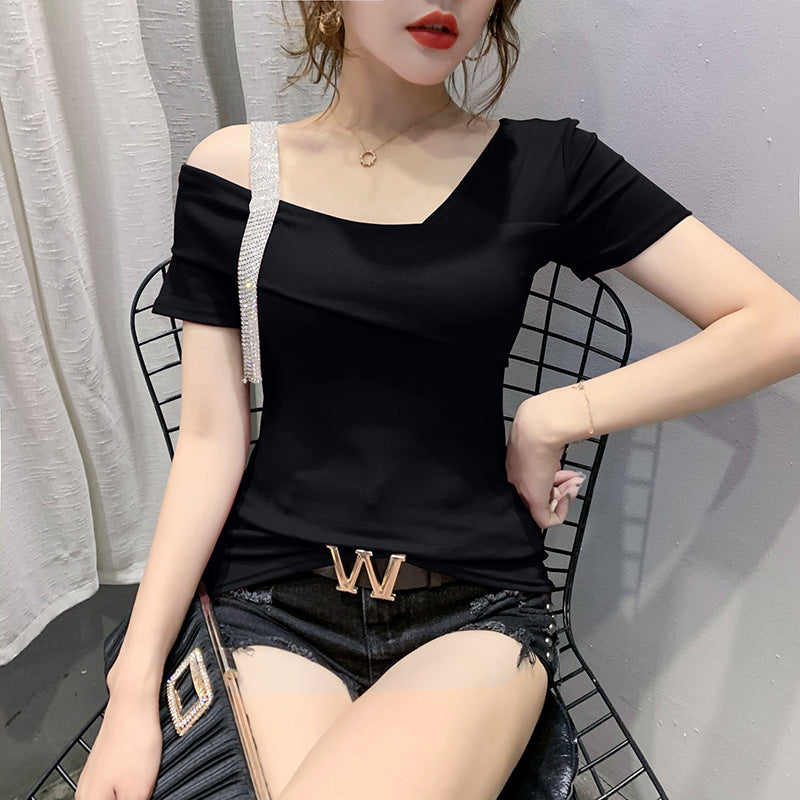 Summer Korean Slim Short Sleeve T-shirt Women - WOMONA.COM