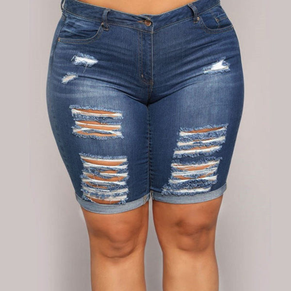 Plus Size Ripped Ladies Pants - WOMONA.COM
