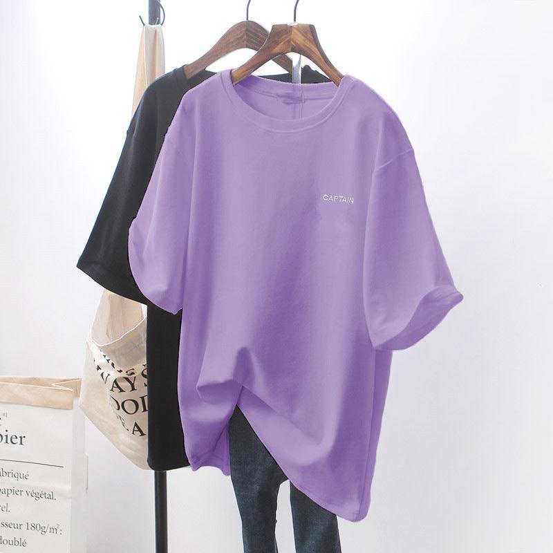 Chic White Loose Short-sleeved T-shirt - WOMONA.COM