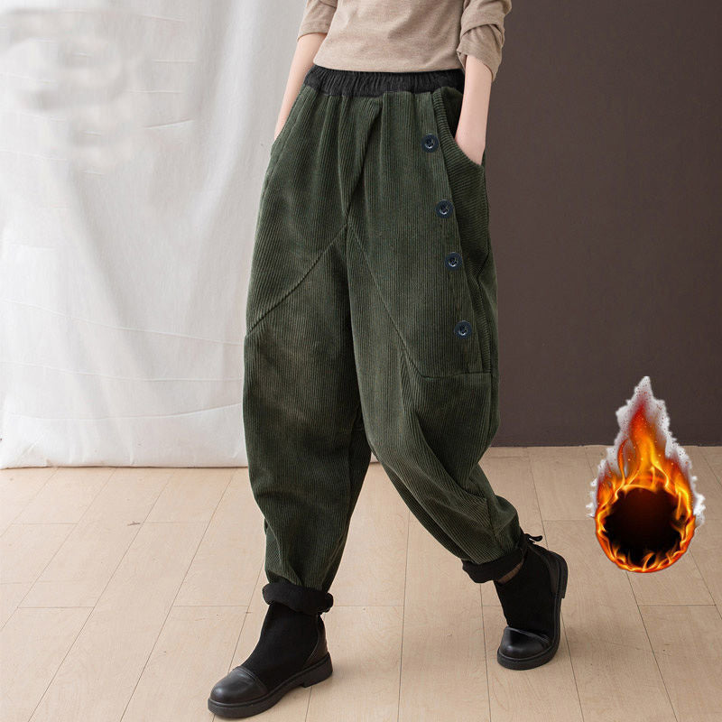 Women's Corduroy Harem Pants - WOMONA.COM