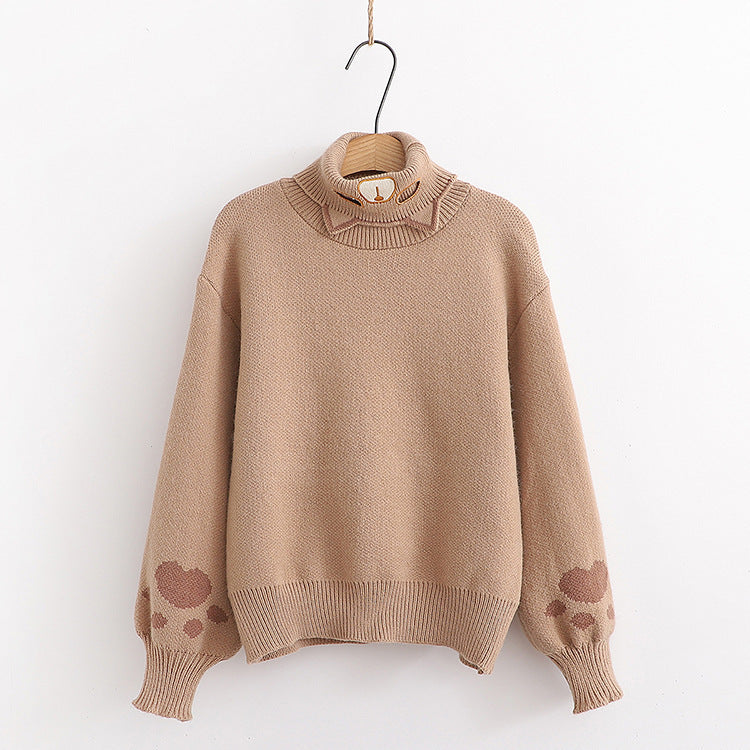 Turtleneck Knit Sweater - WOMONA.COM
