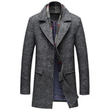 Men Casual Woolen Coat With Scarf - WOMONA.COM