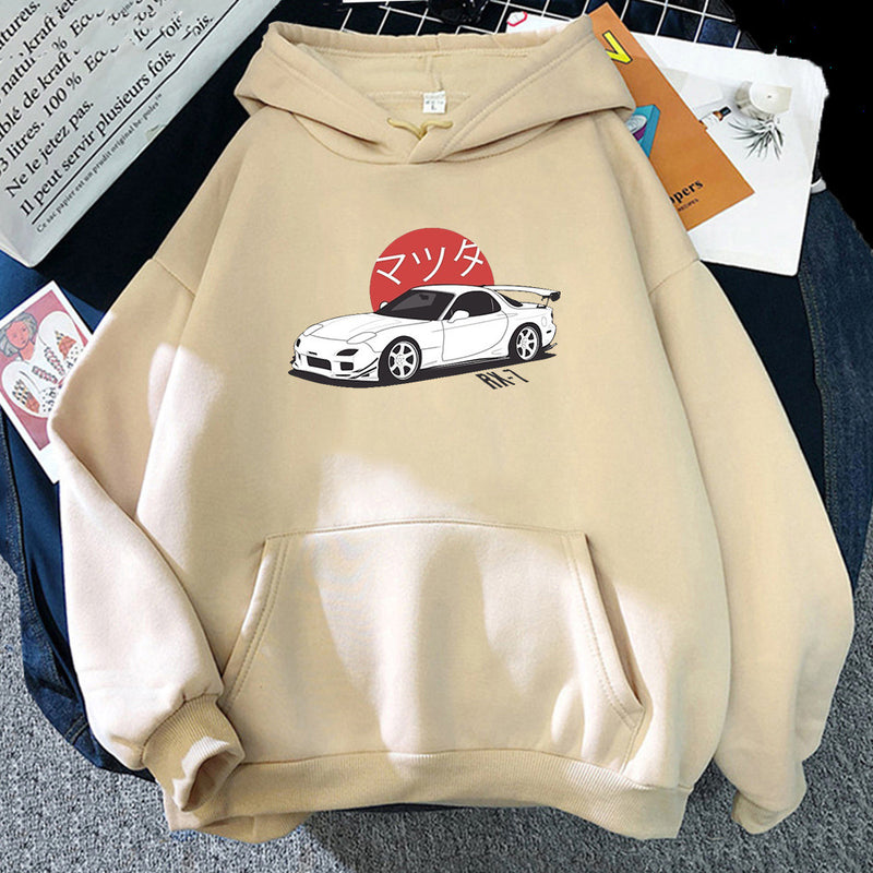 Printed Hoodie Sweatshirt Car Culture - WOMONA.COM