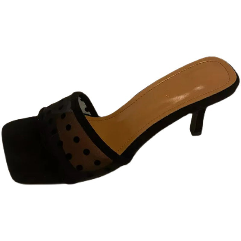 Stiletto High-heeled Mesh Sandals - WOMONA.COM
