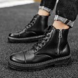 Side Zipper British Style Letters Men Boots - WOMONA.COM