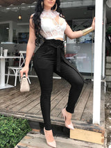 Women Casual Waist Lace-Up Lounge Pants - WOMONA.COM