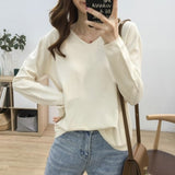 Solid Color Long-sleeved Sweater - WOMONA.COM