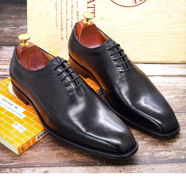 Genuine Leather Formal Brock Oxford Shoes - WOMONA.COM