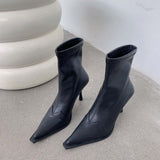 Pointed Toe High-heeled Boots - WOMONA.COM