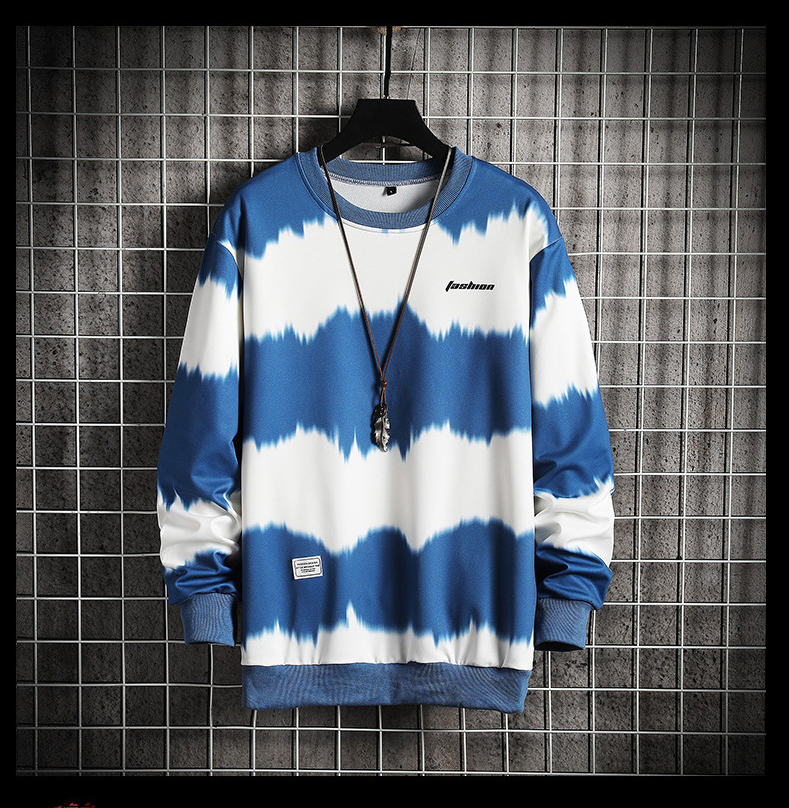 Two-tone Tie-dye Plus Size Loose Casual Men's Sweater - WOMONA.COM