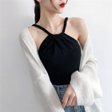 Off-the-shoulder Knitted Camisole - WOMONA.COM