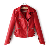 Irregular cuff leather jacket - WOMONA.COM