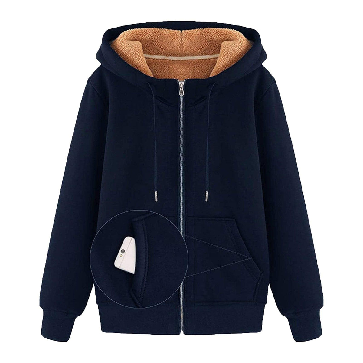 Hooded Zipper Sweater - WOMONA.COM