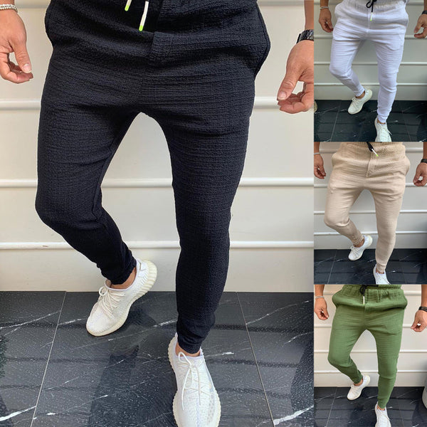 Solid color feet tighten sweatpants men's - WOMONA.COM