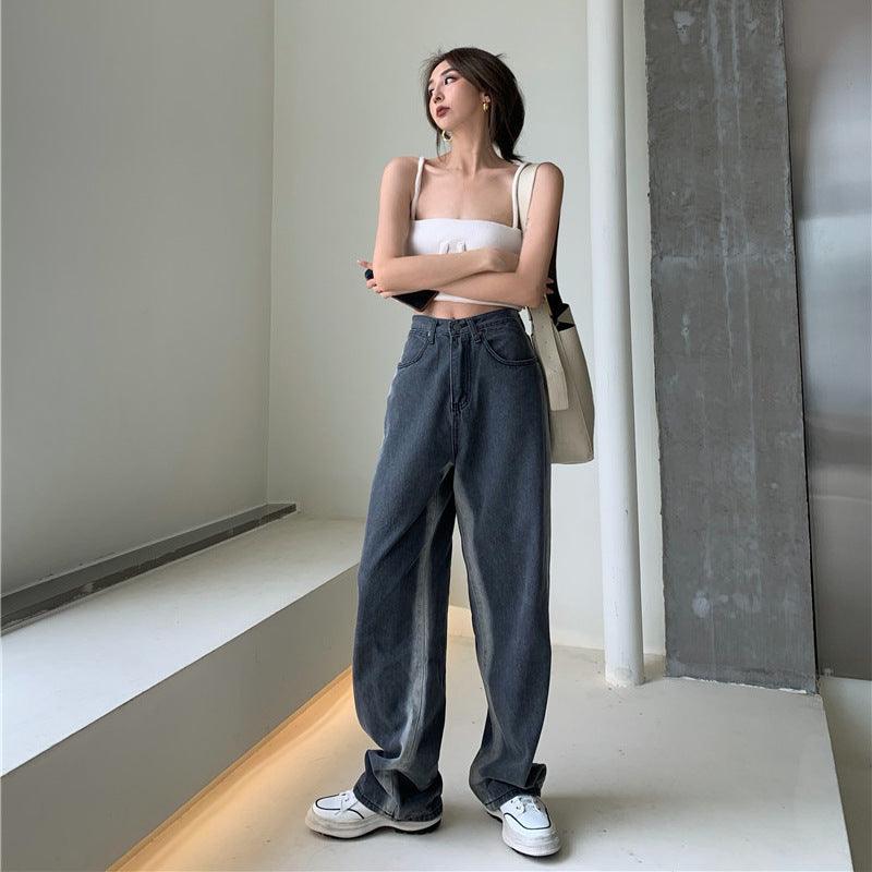 Denim Loose Wide-leg Pants - WOMONA.COM