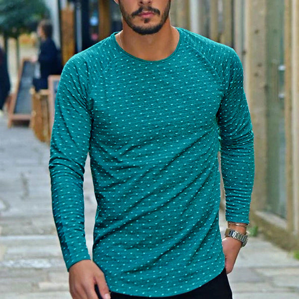 Polka Dot Slim Long Sleeve T-shirt Men - WOMONA.COM