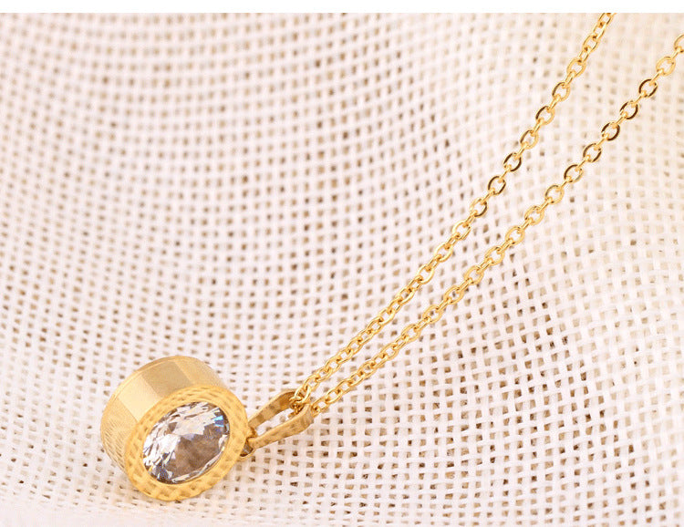 diamond titanium steel necklace - WOMONA.COM