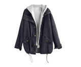 Two-piece denim hooded jacket - WOMONA.COM