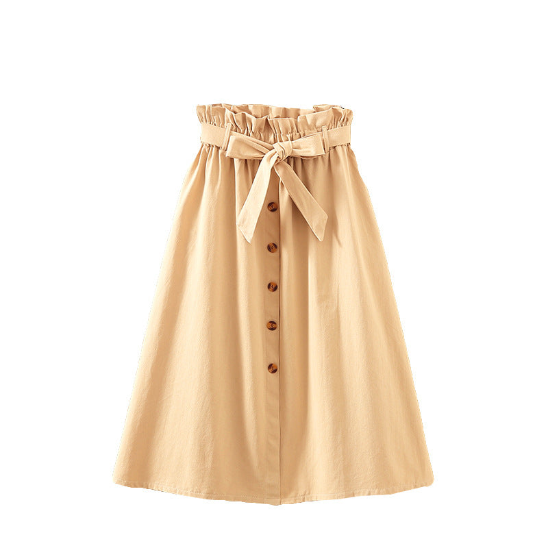 Literary A-line Over-the-Knee Skirt - WOMONA.COM