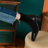 Leather Stitching Stretch Boots - WOMONA.COM