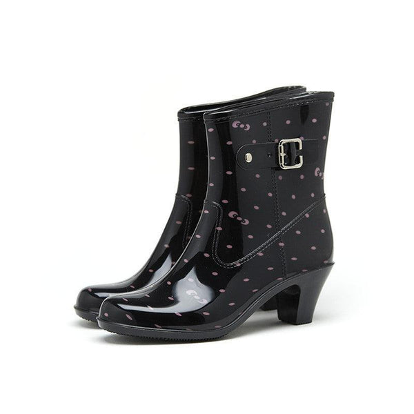 Fashion Buckle Rain Boots - WOMONA.COM