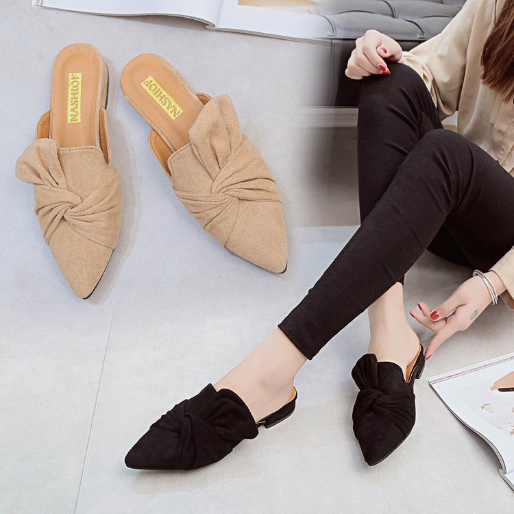 Suede pointed slippers - WOMONA.COM