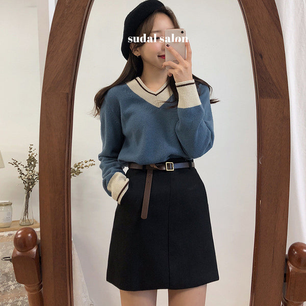 Knit Long Sleeve Sweater - WOMONA.COM