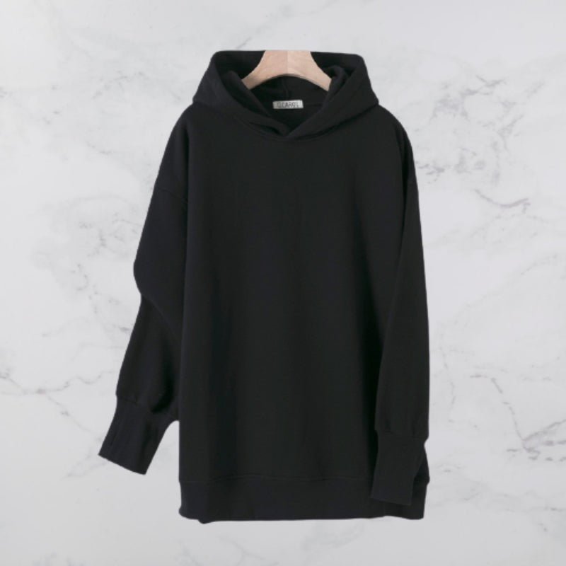 Solid color hooded sweater - WOMONA.COM