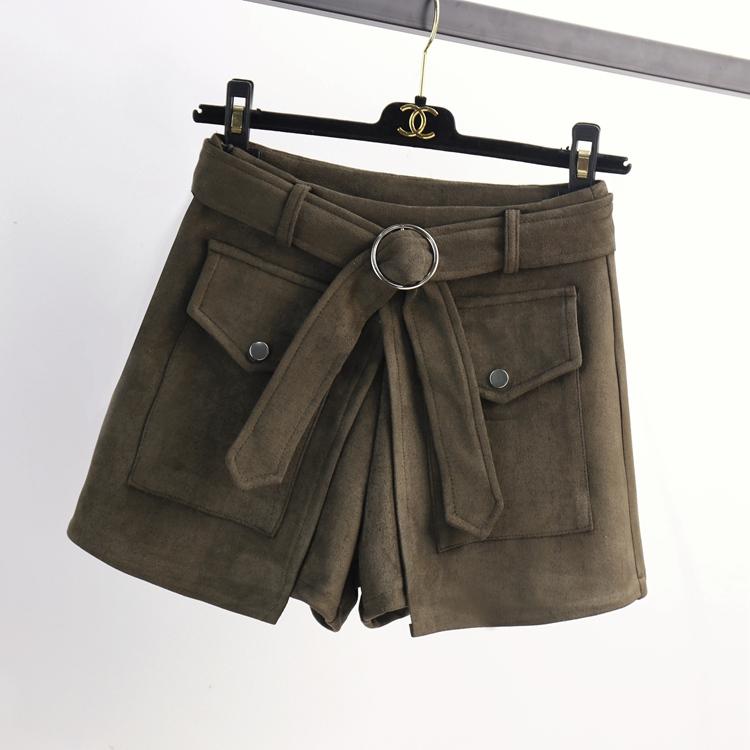 Suede shorts women slim pants - WOMONA.COM