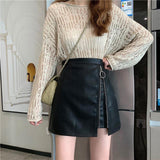 Irregular Zipper Slim Leather Skirt - WOMONA.COM